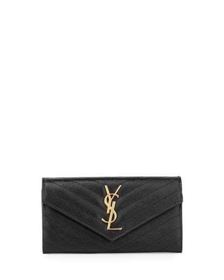 ysl continental v flap wallet black logo|YSL monogram wallet.